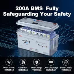 SANDISOLAR 12.8V 100AH 200Ah LiFePO4 Battery Deep Cycle Rechargeable Lithium Battery IP54 Waterproof for Off Grid Solar
