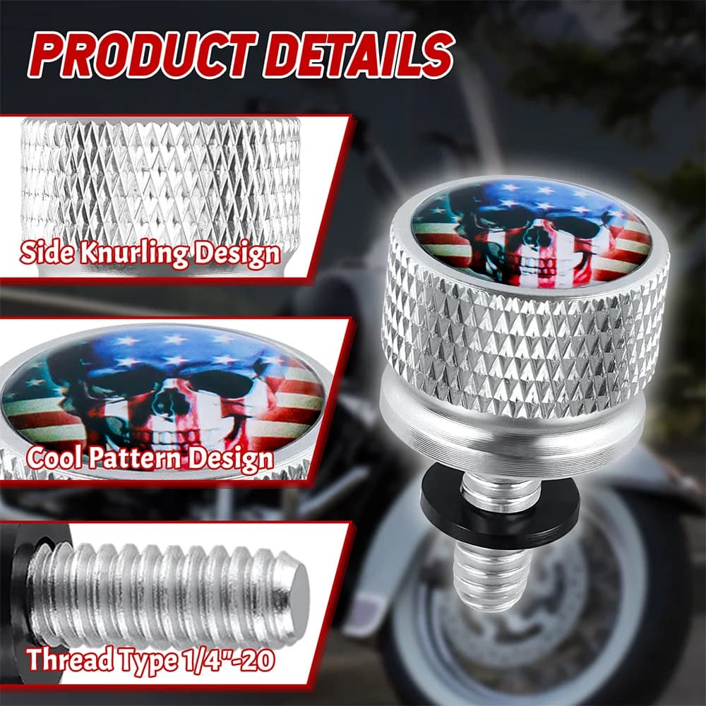 Motorcycle Accessories Rear Fender Seat Bolt Screw American Flag Chrome for Harley Electra Street Glide