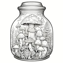 World In A Jar Fantasy Coloring Book for Kids Teens Adults, Enchanted Mini Fairy Forest Mushroom Cottage Landscape Drawing Activity Book, Thick No Bleed Paper Magical Themed Art Workbook, Great Gift for Boys Girls & Dreamy Art Fans
