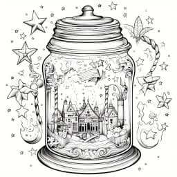 World In A Jar Fantasy Coloring Book for Kids Teens Adults, Enchanted Mini Fairy Forest Mushroom Cottage Landscape Drawing Activity Book, Thick No Bleed Paper Magical Themed Art Workbook, Great Gift for Boys Girls & Dreamy Art Fans