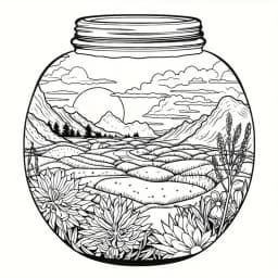 World In A Jar Fantasy Coloring Book for Kids Teens Adults, Enchanted Mini Fairy Forest Mushroom Cottage Landscape Drawing Activity Book, Thick No Bleed Paper Magical Themed Art Workbook, Great Gift for Boys Girls & Dreamy Art Fans