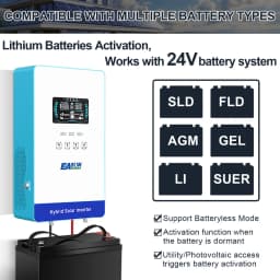 EASUN POWER 4000W 24V Off Grid Pure Sine Wave Solar Inverter with 6.25 Inch LCD Display and Touchable Buttons Built-in 150A MPPT
