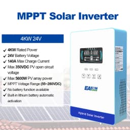 EASUN POWER 4000W 24V Off Grid Pure Sine Wave Solar Inverter with 6.25 Inch LCD Display and Touchable Buttons Built-in 150A MPPT