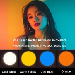 RGB Photography Flashlight - 7500mAh 4 Color Portable LED Video Spotlight with 20 Patterned Light Filters, Handheld Zoomable Fill Light for Video Recording, Photo, Sunset, Content Creation