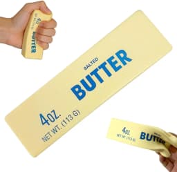 4oz Butter Squishy Toy - Salted Butter Design Stress Relief Fidget for Adults, Realistic Sensory Squishies for Desk Decor & Anxiety Relief, Funny Food-Themed Office Gift, 2PC
