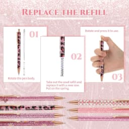 Sherr 7 Pcs Fancy Pens for Women Cute Sparkly Glitter Pens with 10 Pcs Black Ink Refills Pretty Gifts for Girls Office School Christmas Graduation(Cute)