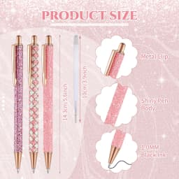 Sherr 7 Pcs Fancy Pens for Women Cute Sparkly Glitter Pens with 10 Pcs Black Ink Refills Pretty Gifts for Girls Office School Christmas Graduation(Cute)