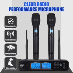 NXG K-6 UNIVERSAL-1TO2 Dual Wireless Microphone Receiver Kit, Metal Mesh Mic Head, Matte Comfort Grip, Dual Signal Antennas, Crystal Clear Hi-Fi Audio, Zero Delay Sound, Multi-Scene Wireless Mic System for Family Singing, Live Show & Small Events