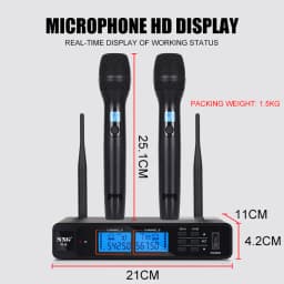 NXG K-6 UNIVERSAL-1TO2 Dual Wireless Microphone Receiver Kit, Metal Mesh Mic Head, Matte Comfort Grip, Dual Signal Antennas, Crystal Clear Hi-Fi Audio, Zero Delay Sound, Multi-Scene Wireless Mic System for Family Singing, Live Show & Small Events