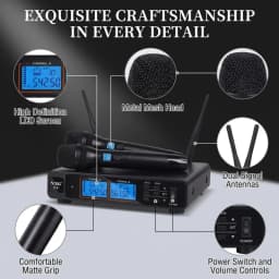 NXG K-6 UNIVERSAL-1TO2 Dual Wireless Microphone Receiver Kit, Metal Mesh Mic Head, Matte Comfort Grip, Dual Signal Antennas, Crystal Clear Hi-Fi Audio, Zero Delay Sound, Multi-Scene Wireless Mic System for Family Singing, Live Show & Small Events