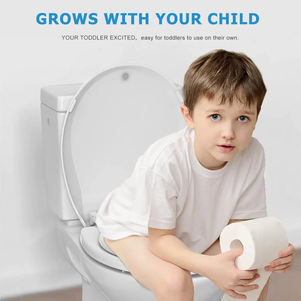 White Round Toilet Seat with Built-in Magnetic Potty Training Seat, Soft Quiet Close Non-Slip Cover for Round Oval Toilets, Easy Install Clean for Adult Kids