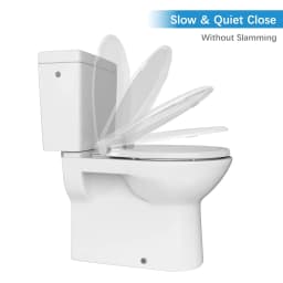 White Round Toilet Seat with Built-in Magnetic Potty Training Seat, Soft Quiet Close Non-Slip Cover for Round Oval Toilets, Easy Install Clean for Adult Kids