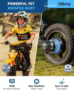 Hiboy DK2 Electric Dirt Bike for Kids Age 3-7 , Up to 13Mph 3-Speed Motorcycle & 11.2 Miles Range with Smart LED Display Gift for Boys Girls