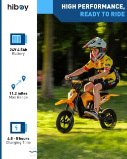 Hiboy DK2 Electric Dirt Bike for Kids Age 3-7 , Up to 13Mph 3-Speed Motorcycle & 11.2 Miles Range with Smart LED Display Gift for Boys Girls