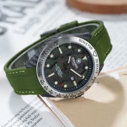 Dessio Men's Automatic Mechanical Watch | Upgrade Carbon Fiber Case Sturdy & Durable About 80g | 30M Waterproof | Luminous Dial | Date & Day Display | Trendy & Elegant Design for Business/Casual/Outdoor | Silicone Green Watch Strap | Lightweight & Sport |