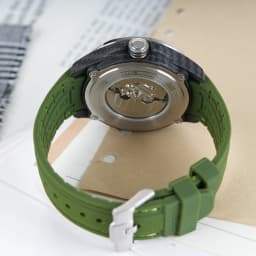 Dessio Men's Automatic Mechanical Watch | Upgrade Carbon Fiber Case Sturdy & Durable About 80g | 30M Waterproof | Luminous Dial | Date & Day Display | Trendy & Elegant Design for Business/Casual/Outdoor | Silicone Green Watch Strap | Lightweight & Sport |