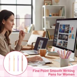 12 PCS Pink Pen Black Ink, Pink Pens with Smooth Writing for Professionals, Cute Office Supplies Gifts for Women