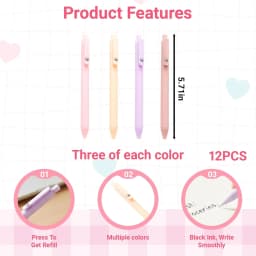 12 PCS Pink Pen Black Ink, Pink Pens with Smooth Writing for Professionals, Cute Office Supplies Gifts for Women