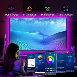 3/5M Purple LED Strip Light, 5V USB Powered, 60LEDs Monochrome, Single Button Switch, Flexible Purple Light for DIY Decoration
