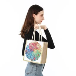 1 Piece Diamond Painting kit, Shopping bag, floral Pattern, canvas Material, suitable for storing Cosmetics, key Storage