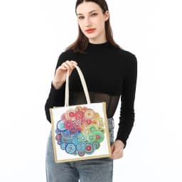 1 Piece Diamond Painting kit, Shopping bag, floral Pattern, canvas Material, suitable for storing Cosmetics, key Storage