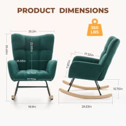 JHK Teddy Upholstered Saucer Rocking Chair with High Backrest Armchair Padded Seat Metal Frame Reading Chair for Living Room