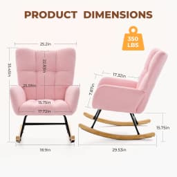 JHK Teddy Upholstered Saucer Rocking Chair with High Backrest Armchair Padded Seat Metal Frame Reading Chair for Living Room