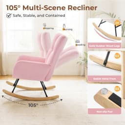 JHK Teddy Upholstered Saucer Rocking Chair with High Backrest Armchair Padded Seat Metal Frame Reading Chair for Living Room