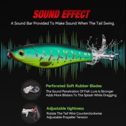 Kingdom 3PCS Topwater Lure Set 90mm/11g & 110mm/17g Artificial Popper Whopper Plopper Hard Wobblers for Bass Trout Pike Zander Fishing