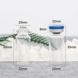 10ml Vials-100 Pack Clear Glass Headspace Vials with Plastic-Aluminum Flip Off Caps and Rubber Stoppers, 20mm Flat Bottom