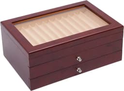 3 Layer Wood Pen Display Box, 34 Pen Organizer Box, Pen Display Storage & Fountain Pen Collector Organizer Box W/Glass Window