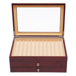 3 Layer Wood Pen Display Box, 34 Pen Organizer Box, Pen Display Storage & Fountain Pen Collector Organizer Box W/Glass Window