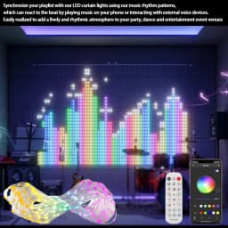 2*2M/3*3M LED RGB Smart Curtain Lights With Music App Controls and Remote LED Party Lights For Wedding/Valentine's Day/Birthday