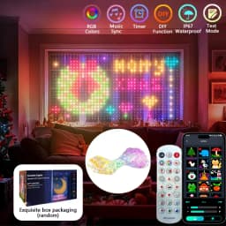 2*2M/3*3M LED RGB Smart Curtain Lights With Music App Controls and Remote LED Party Lights For Wedding/Valentine's Day/Birthday