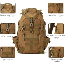 35L Tactical Gym Backpack for Men with MOLLE System & Reflective Strip, Outdoor Fitness Rucksack with Dual Cup Holders & Compression Straps, Travel Training Sports Gear Bag