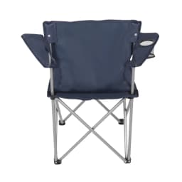Portable Quad Folding Camping Chair with Adjustable Backrest and Side Cup Holder for Outdoor Fishing Beach Garden Party Dark Blue