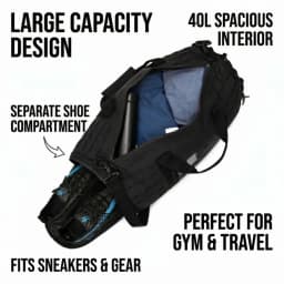 40L Large Tactical Travel Duffle Bag Multi Purpose Weekender Bag With Separate Shoe Compartment Carry On Hand Shoulder Crossbody Bag For Travel Camping Workout Climbing Outdoor Sports Gear Storage Bag