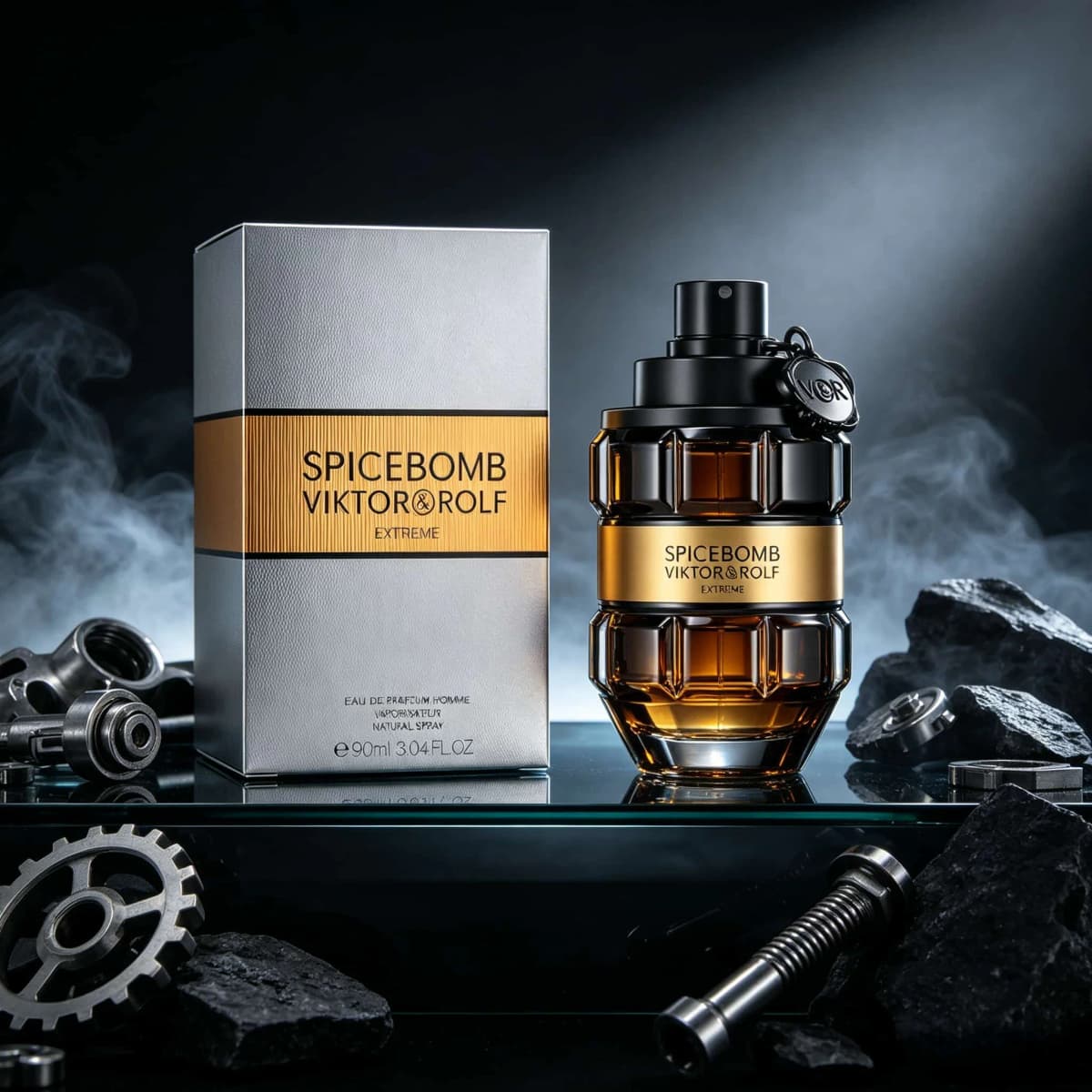 Viktor & Rolf Spice Men's Fragrance, 90ml; Spicy, Woody, and Leather Notes; Long-Lasting (12–14 Hours); Alcohol-Free and Formaldehyde-Free; Pheromone-Infused; Ideal for Nightlife