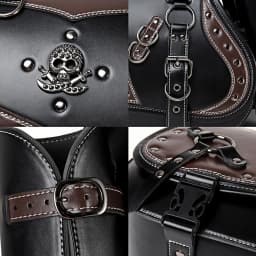 Skull Rivet Leather Motorcycle Saddle Bags Side 30L Large Capacity Luggage Storage Bags Waterproof Side Saddle Bags with Cup Holder Universal Powersports Saddlebags for Harley Davidson Sportster Dyna Softail Honda Shadow Rebel Yamaha Kawasaki Vulcan
