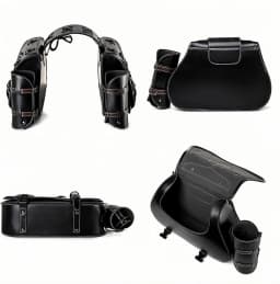Skull Rivet Leather Motorcycle Saddle Bags Side 30L Large Capacity Luggage Storage Bags Waterproof Side Saddle Bags with Cup Holder Universal Powersports Saddlebags for Harley Davidson Sportster Dyna Softail Honda Shadow Rebel Yamaha Kawasaki Vulcan