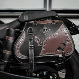 Skull Rivet Leather Motorcycle Saddle Bags Side 30L Large Capacity Luggage Storage Bags Waterproof Side Saddle Bags with Cup Holder Universal Powersports Saddlebags for Harley Davidson Sportster Dyna Softail Honda Shadow Rebel Yamaha Kawasaki Vulcan