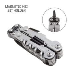 SOG 19 in 1 PowerLitre Mini Multi-tool Pliers 5 Inch Stainless Steel Folding EDC Pocket Knife With Wine Corkscrew Screwdriver Wire Cutter Scissors Can Bottle Opener For Camping Car Travel Survival Daily Carry, Portable Outdoor Emergency Repair Hand Tools