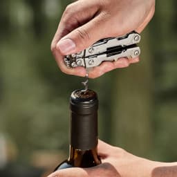 SOG 19 in 1 PowerLitre Mini Multi-tool Pliers 5 Inch Stainless Steel Folding EDC Pocket Knife With Wine Corkscrew Screwdriver Wire Cutter Scissors Can Bottle Opener For Camping Car Travel Survival Daily Carry, Portable Outdoor Emergency Repair Hand Tools