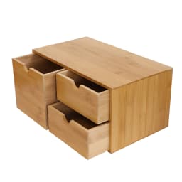 Mini Chest of Drawers, 2-Tier Drawer Box, Wooden Desk Organiser, Vintage Natural, Cosmetic Organiser, High Volume Storage Box, Wood for Home, Office, Dressing Table (33 x 19 x 16 cm)
