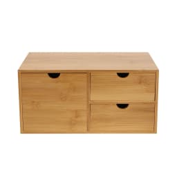 Mini Chest of Drawers, 2-Tier Drawer Box, Wooden Desk Organiser, Vintage Natural, Cosmetic Organiser, High Volume Storage Box, Wood for Home, Office, Dressing Table (33 x 19 x 16 cm)