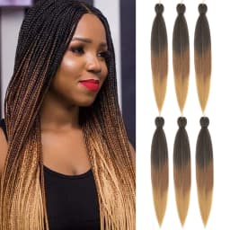 6 Packs Pre-Stretched Braiding Hair 18 Inch Gradient Yaki Straight Crochet Braid with Yaki Texture Professional Synthetic Extensions 1B/30/27