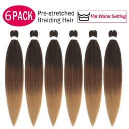 6 Packs Pre-Stretched Braiding Hair 18 Inch Gradient Yaki Straight Crochet Braid with Yaki Texture Professional Synthetic Extensions 1B/30/27