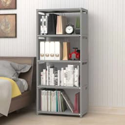 4-Tier Floor Bookshelf, Modern Narrow Storage Shelf for Living Room Office, Bookcase Organizer with 17.64lbs Capacity per Tier