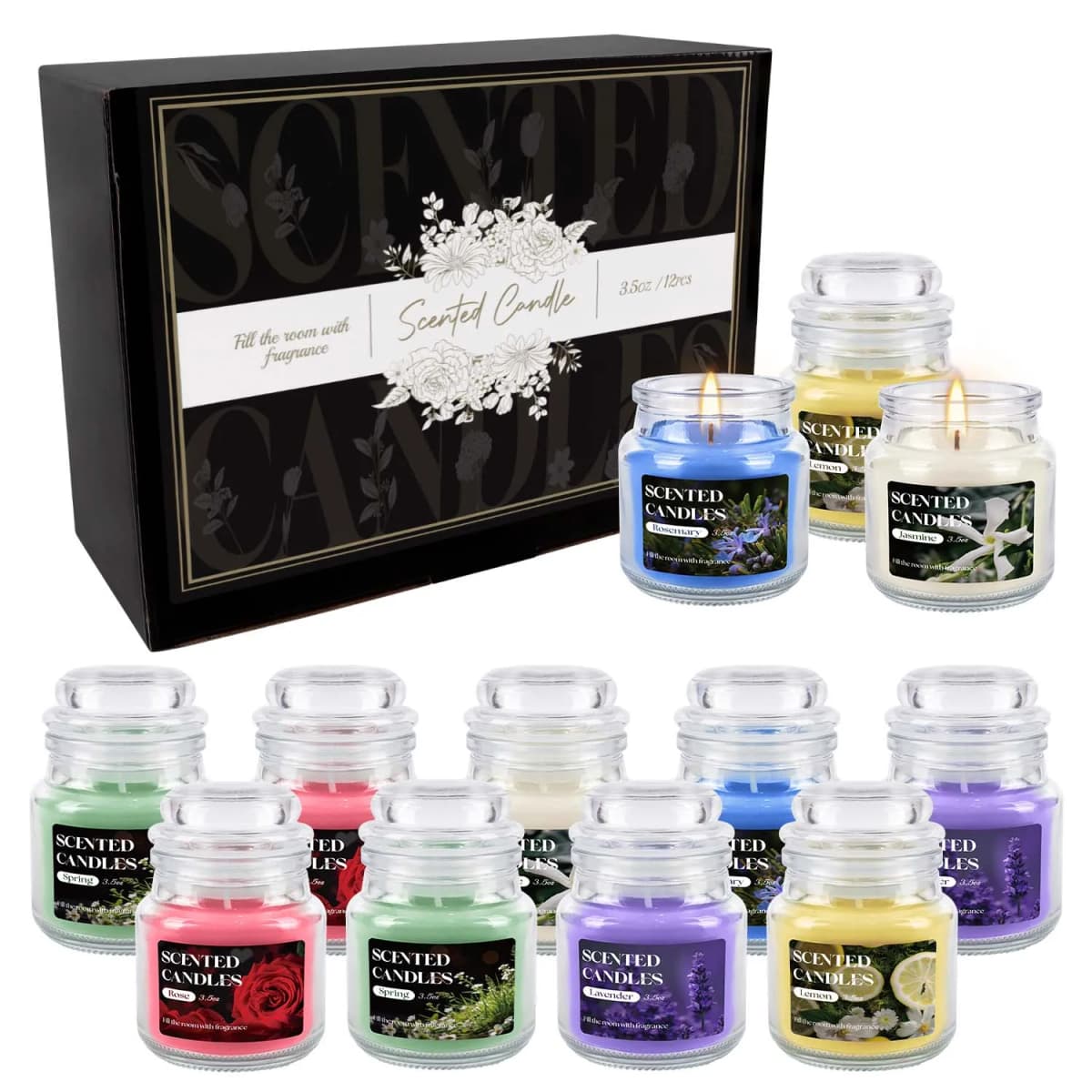 12-Pack Small Rotating Bottle Cap Candles with 6 Fragrance Options Warmth Charm for Home Decor Weddings Birthdays Teacher Appreciation