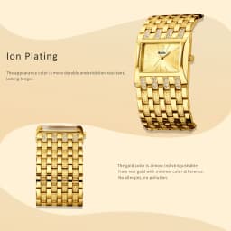 YaLaLuSi Gold Square Crystal Cuff Women Watch Glitter Dial Multi Texture Wide Bangle Elegant Party Ladies Quartz Wristwatch